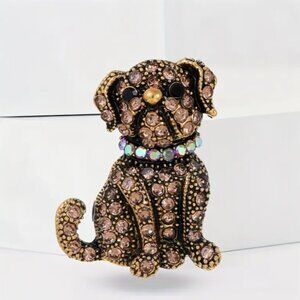 Colorful Bow with Tie & Glasses Bulldog Brooch Vintage Inspired Brooch Pin